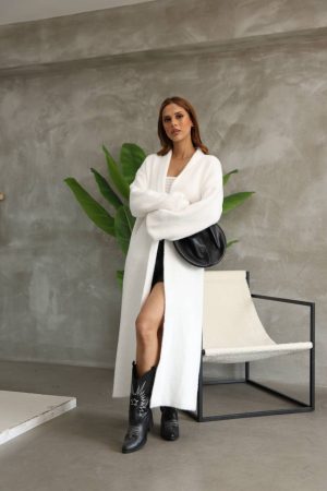 Rosso Long Cardigan White